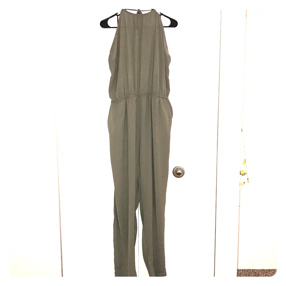 Olive green halter jumpsuit